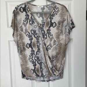 Women’s Snake Print Blouse - Tan and Gray S